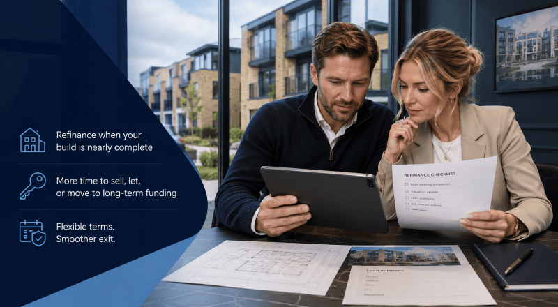Development exit finance for a completed UK property project