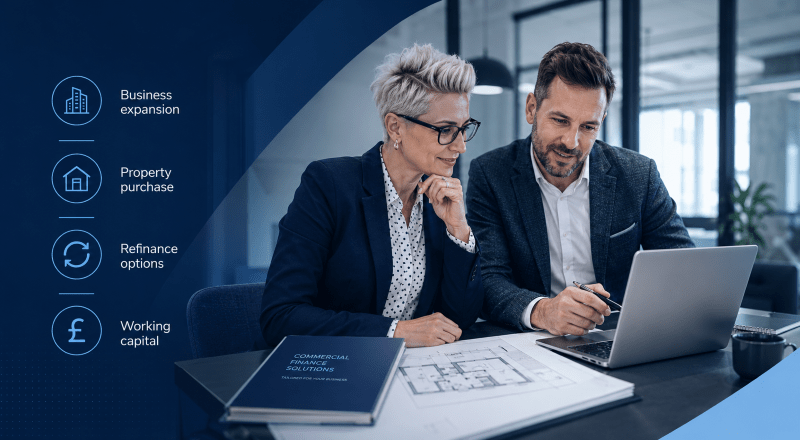 How Commercial Loans Work: business owners reviewing commercial finance options, including property purchase, refinancing and working capital