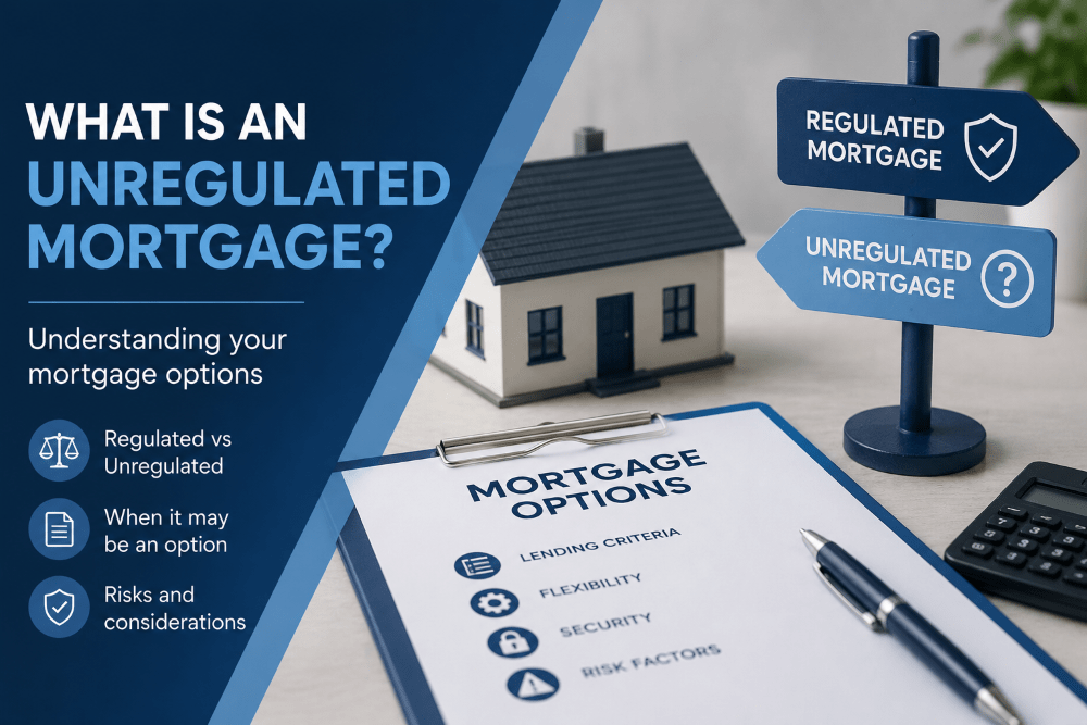What is an unregulated mortgage guide showing regulated and unregulated mortgage options, lending criteria, security and risk factors.