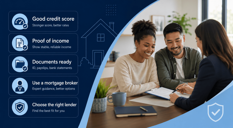 Improve Your Mortgage Approval Chances with a mortgage adviser reviewing income, credit and documents with applicants