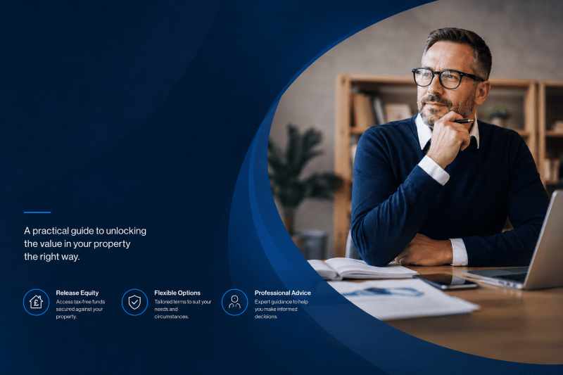 Understanding Second Charge Mortgages guide showing property equity, flexible options and professional mortgage advice in a branded Connect Mortgages hero image.